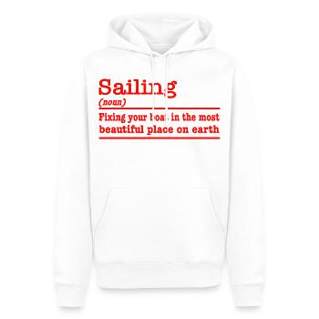 Drôle de dicton, naviguer pour les marins - Sweat à capuche Premium bio Homme - blanc - Devant - Nico (187cm)