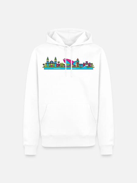 Las Palmas City Skyline Gran Canaria Line Art - Men’s Premium Organic Hoodie - white