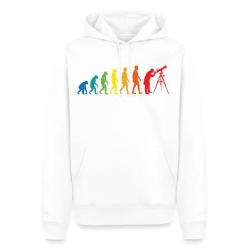 Evolution Astronomie – Weltraum Teleskop Design - Männer Premium Bio Hoodie - Weiß - Vorne - Nico (187cm)