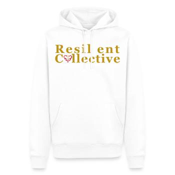 Logo du collectif résilient - Sweat à capuche Premium bio Homme - blanc - Devant - Nico (187cm)