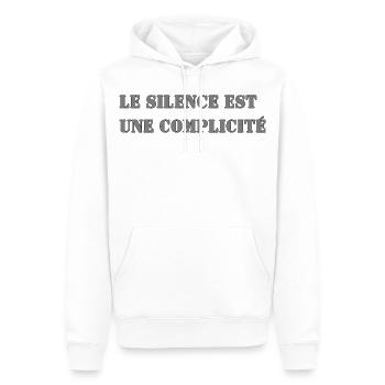LE SILENCE EST UNE COMPLICITÉ - Sweat à capuche Premium bio Homme - blanc - Devant - Nico (187cm)