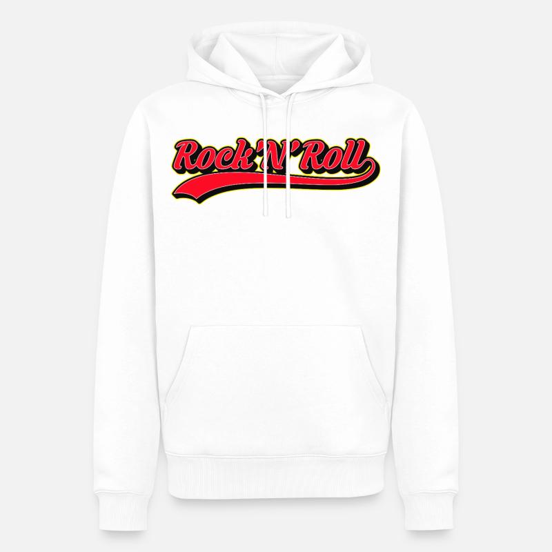 Rock 'N' Roll Retro Script Logo - Männer Premium Bio Hoodie - Weiß