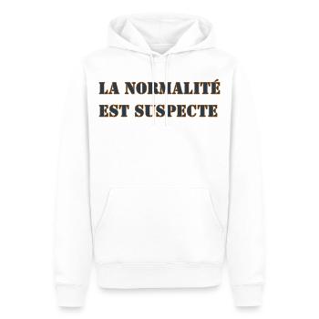 LA NORMALITÉ EST SUSPECTE - Sweat à capuche Premium bio Homme - blanc - Devant - Nico (187cm)