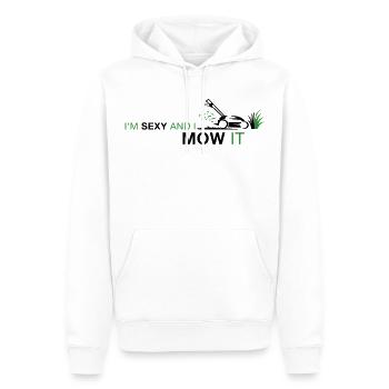 Je suis sexy et je la tonds – Drôle de jardinier - Sweat à capuche Premium bio Homme - blanc - Devant - Nico (187cm)