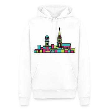 Leicester City Skyline Uhrturm Linienzeichnung - Männer Premium Bio Hoodie - Weiß - Vorne - Nico (187cm)