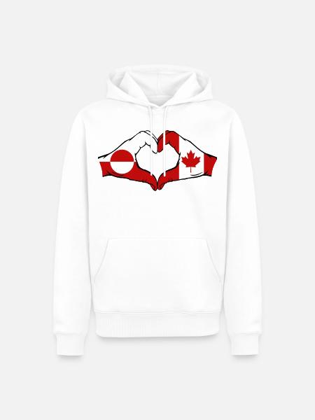 Greenland Canada Flag Hands Heart Shape - Men’s Premium Organic Hoodie - white