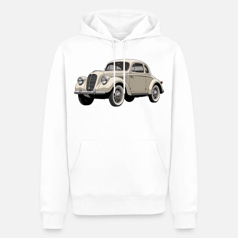 Beige Oldtimer Coupé Artwork - Männer Premium Bio Hoodie - Weiß