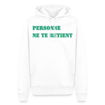PERSONNE NE TE RETIENT - Sweat à capuche Premium bio Homme - blanc - Devant - Nico (187cm)