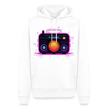 Rétro Radio Retrowave - Sweat à capuche Premium bio Homme - blanc - Devant - Nico (187cm)