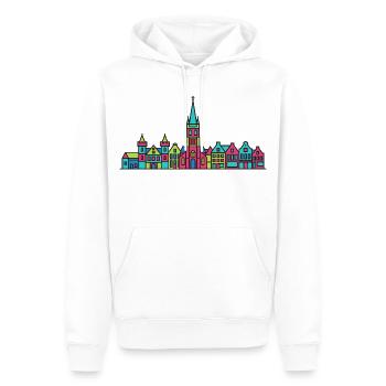 Ligne de la silhouette de la ville de Nimègue Waal Bridge - Sweat à capuche Premium bio Homme - blanc - Devant - Nico (187cm)