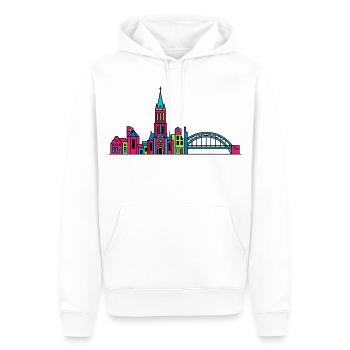 Ligne de la silhouette de la ville de Nimègue Waal Bridge - Sweat à capuche Premium bio Homme - blanc - Devant - Nico (187cm)