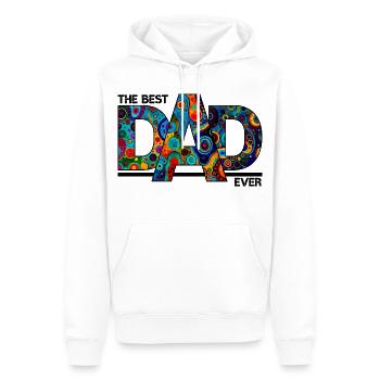 Le meilleur papa de tous les temps - Typographie colorée et audacieuse - Sweat à capuche Premium bio Homme - blanc - Devant - Nico (187cm)
