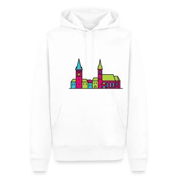 Wels City Skyline Lederer Turm Moderne Linienzeichnung - Männer Premium Bio Hoodie - Weiß - Vorne - Nico (187cm)
