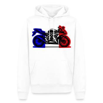 moto france 2026 - Sweat à capuche Premium bio Homme - blanc - Devant - Nico (187cm)