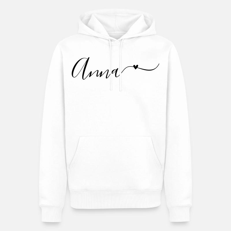 Anna Nom de famille Prénom Décoratif - Sweat à capuche Premium bio Homme - blanc