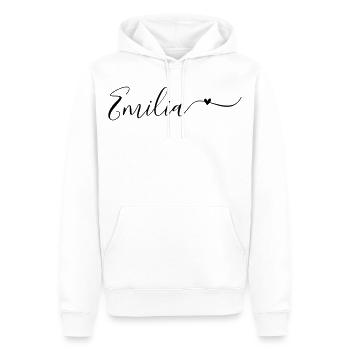 Prénom Emilia Prénom décoratif - Sweat à capuche Premium bio Homme - blanc - Devant - Nico (187cm)