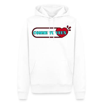 WIE DU WILLST. - Männer Premium Bio Hoodie - Weiß - Vorne - Nico (187cm)