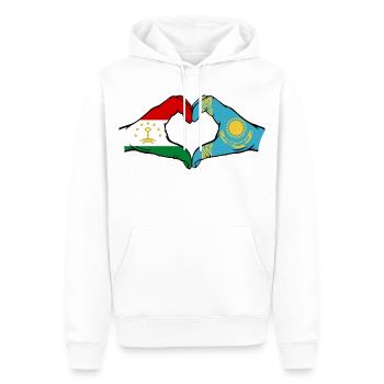 Drapeau du Kazakhstan Mains en forme de cœur - Sweat à capuche Premium bio Homme - blanc - Devant - Nico (187cm)