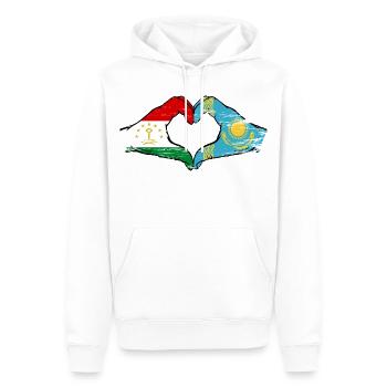 Drapeau du Kazakhstan Mains en forme de cœur - Sweat à capuche Premium bio Homme - blanc - Devant - Nico (187cm)