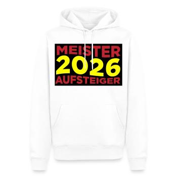 Champion et équipe promue 2026 - Sweat à capuche Premium bio Homme - blanc - Devant - Nico (187cm)