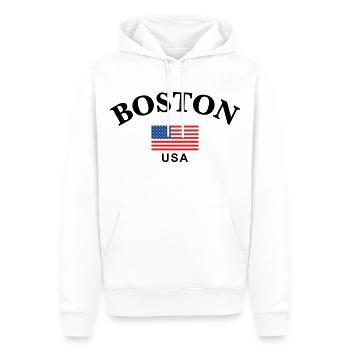 Boston, États-Unis - Sweat à capuche Premium bio Homme - blanc - Devant - Nico (187cm)