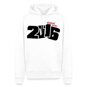 Né depuis 2016 - Sweat à capuche Premium bio Homme - blanc - Devant - Nico (187cm)