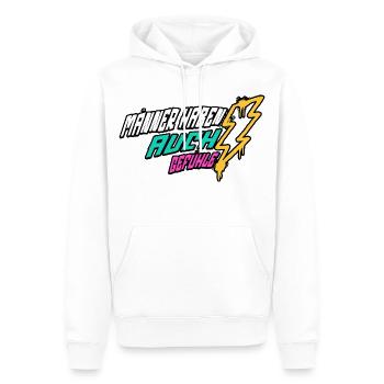 Retro-Blitz-Design Lustige Sprüche - Männergefühle - Männer Premium Bio Hoodie - Weiß - Vorne - Nico (187cm)