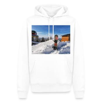 Snowboard auf sonniger Piste  - Männer Premium Bio Hoodie - Weiß - Vorne - Nico (187cm)