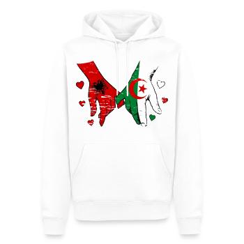 Albanien Algerien Flagge Händehalten used - Männer Premium Bio Hoodie - Weiß - Vorne - Nico (187cm)