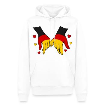 Deutschland Flagge Händehalten - Männer Premium Bio Hoodie - Weiß - Vorne - Nico (187cm)
