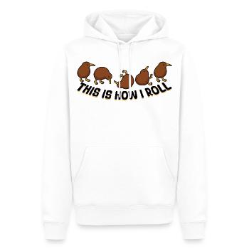 Voici comment je roule le kiwi bird Kawaii - Sweat à capuche Premium bio Homme - blanc - Devant - Nico (187cm)