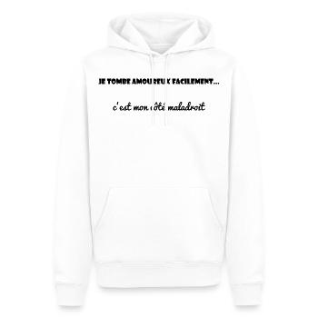 ICH LIEBE DICH. PAAR. LIEBE. LIEBE. LEBEN. PHILOSOPHIE. - Männer Premium Bio Hoodie - Weiß - Vorne - Nico (187cm)