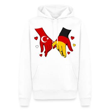Drapeau de l’Allemagne de Turquie se tenant la main - Sweat à capuche Premium bio Homme - blanc - Devant - Nico (187cm)