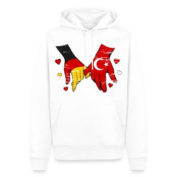 Allemagne Drapeaux de Turquie se tenant la main utilisés - Sweat à capuche Premium bio Homme - blanc - Devant - Nico (187cm)