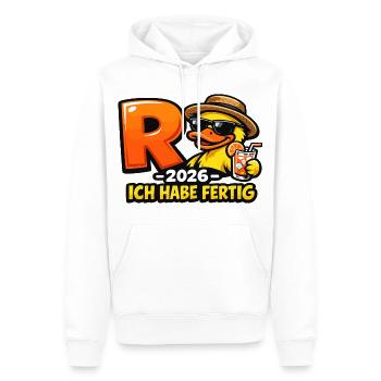 Pensioner 2026 Duck I've Finished Retirement - Men’s Premium Organic Hoodie - white - Front - Nico (187cm)