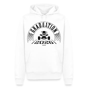 Remise des diplômes 2026 - L’école est terminée - Ligne d’arrivée - B - Sweat à capuche Premium bio Homme - blanc - Devant - Nico (187cm)