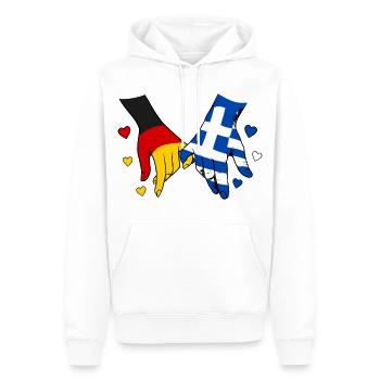 Drapeau allemand et grec se tenant la main - Sweat à capuche Premium bio Homme - blanc - Devant - Nico (187cm)