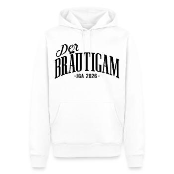 Enterrement de vie de garçon du marié 2026 - Sweat à capuche Premium bio Homme - blanc - Devant - Nico (187cm)