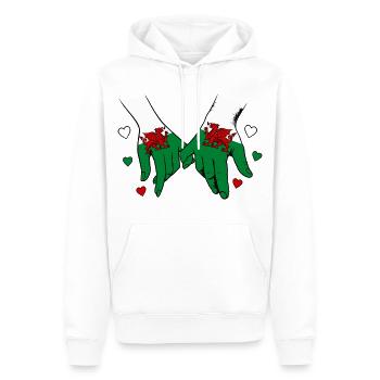 Wales_Flagge_Haendehalten - Männer Premium Bio Hoodie - Weiß - Vorne - Nico (187cm)