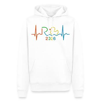 Bunte Rente 2026 - Ruhestand - Pension EKG Puls - Männer Premium Bio Hoodie - Weiß - Vorne - Nico (187cm)
