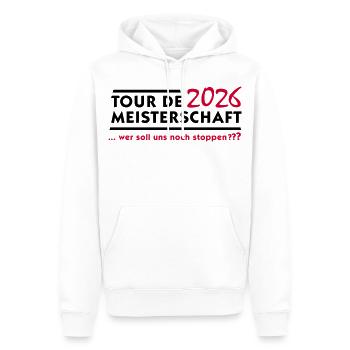 Tour de Championnat 2026 - Sweat à capuche Premium bio Homme - blanc - Devant - Nico (187cm)