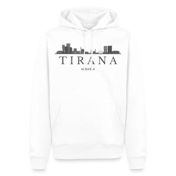 Tirana, Albanie, la silhouette de Tirana - Sweat à capuche Premium bio Homme - blanc - Devant - Nico (187cm)
