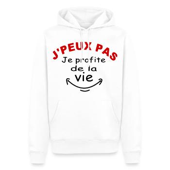 J'ai pas le temps je profite de la vie! Humour - Sweat à capuche Premium bio Homme - blanc - Devant - Nico (187cm)