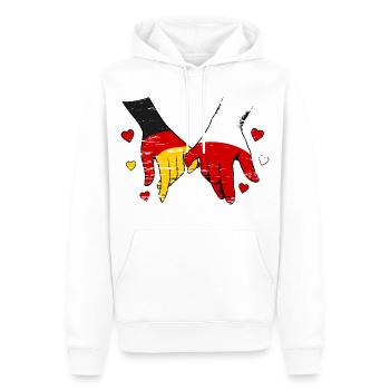 Germany Poland Flag Holding Hands - Men’s Premium Organic Hoodie - white - Front - Nico (187cm)