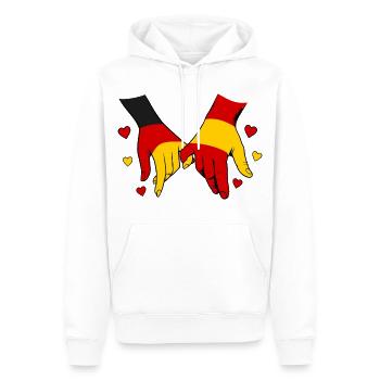 Deutschland_Spanien_Flagge_Haendehalten - Sweat à capuche Premium bio Homme - blanc - Devant - Nico (187cm)