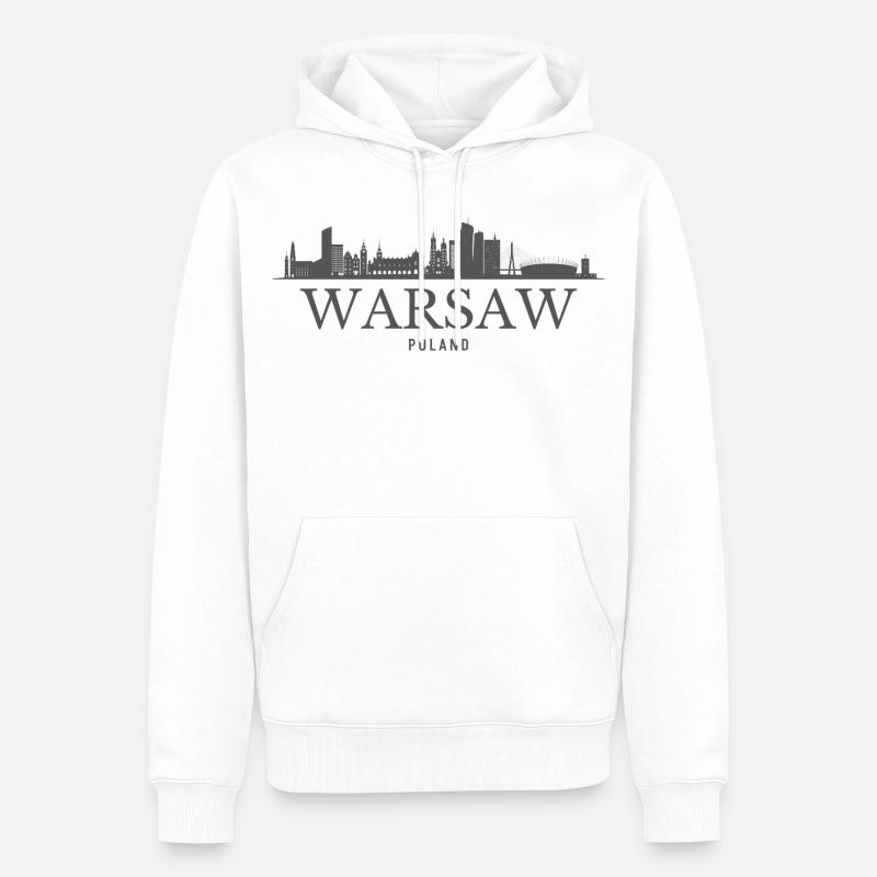 Varsovie, Pologne, silhouette de Varsovie - Sweat à capuche Premium bio Homme - blanc