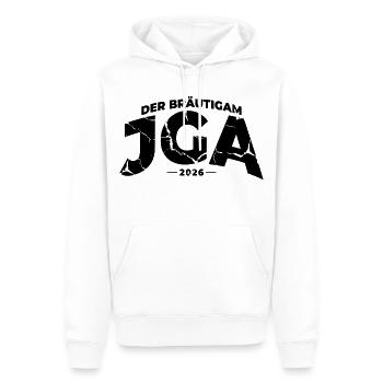 JGA 2026 Bräutigam Junggesellenabschied - Männer Premium Bio Hoodie - Weiß - Vorne - Nico (187cm)