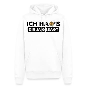 Ich habs dir ja gesagt Bitcoin Crypto Kryptowährun - Männer Premium Bio Hoodie - Weiß - Vorne - Nico (187cm)