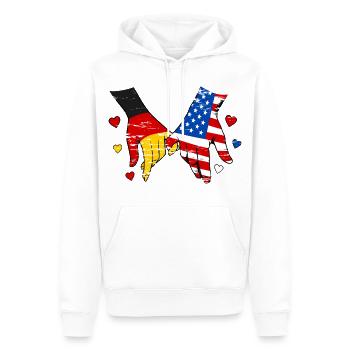 Drapeau allemand des États-Unis se tenant la main utilisé - Sweat à capuche Premium bio Homme - blanc - Devant - Nico (187cm)