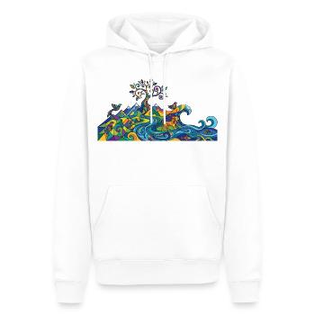 Imaginative play of colours nature panorama motif - Men’s Premium Organic Hoodie - white - Front - Nico (187cm)
